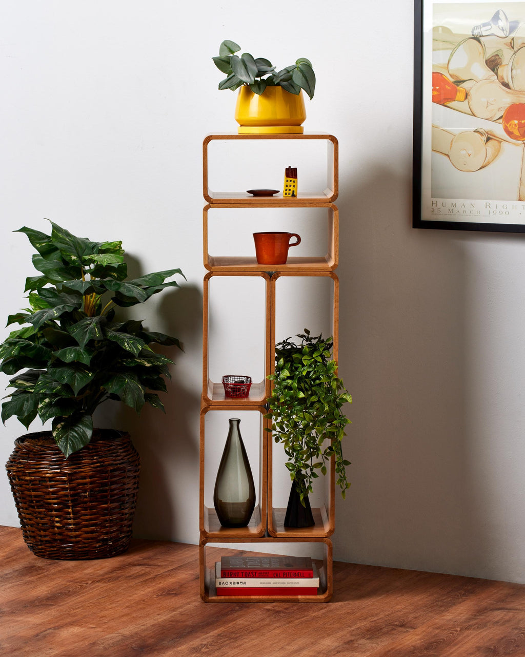 Modular Solid Oak Stacking Shelf, Closet Garage Organizer