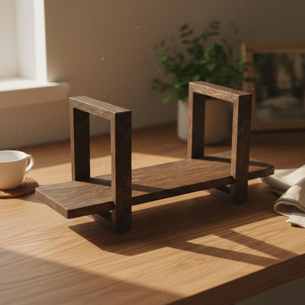 Bamboo Desktop Bookshelf – Creative Small Desk Book Organizer, Home Office Storage Shelf